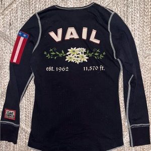 Vintage Ski Tee with Embroidery and Patches